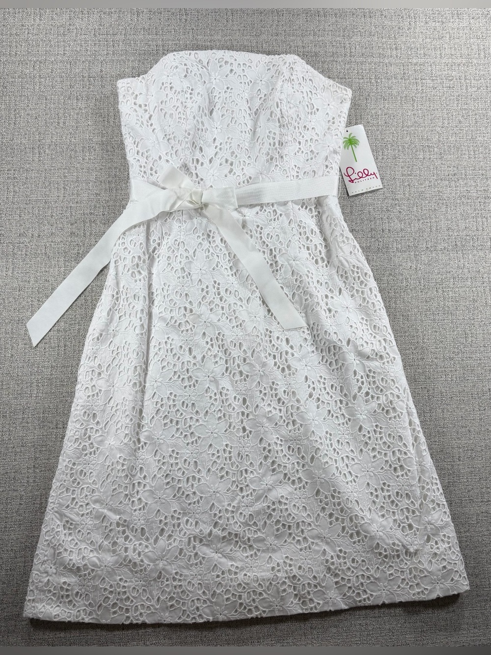 Lilly Pulitzer White Kentucky Eyelet Floral Lace Dress Sienna Size 2 Strapless